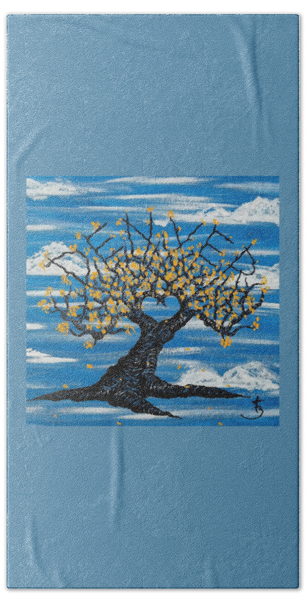 Denver Bath Towel featuring the drawing Denver Love Tree by Aaron Bombalicki