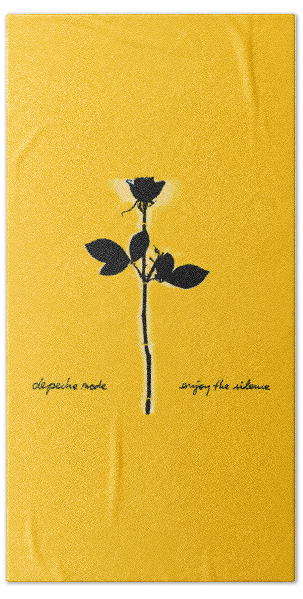 Depeche Mode Hand Towel featuring the digital art Enjoy The Silence Yellow by Luc Lambert