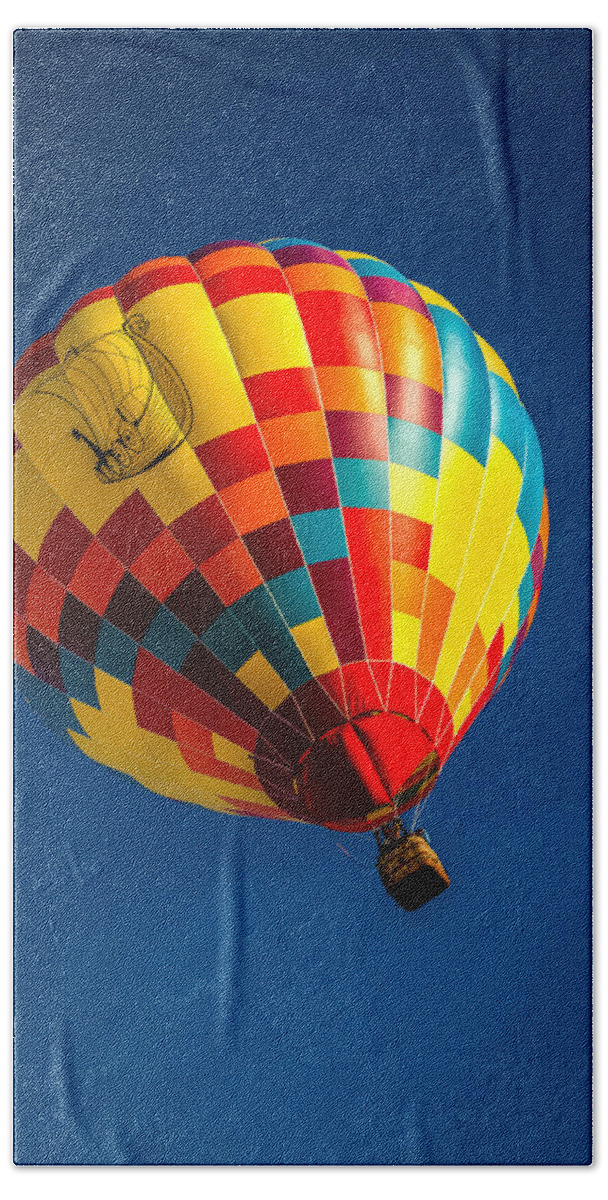 Desert Flying Viking Hand Towel featuring the photograph Desert Flying Viking - Hot Air Balloon by Ron Pate