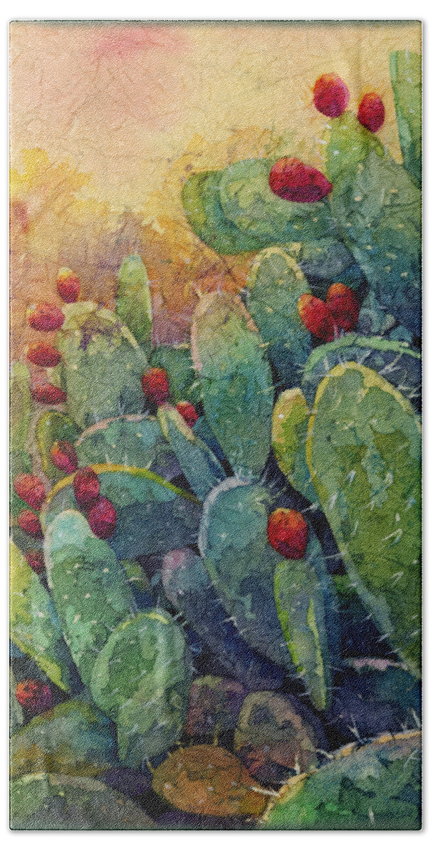Cactus Bath Sheet featuring the painting Desert Gems 2 by Hailey E Herrera