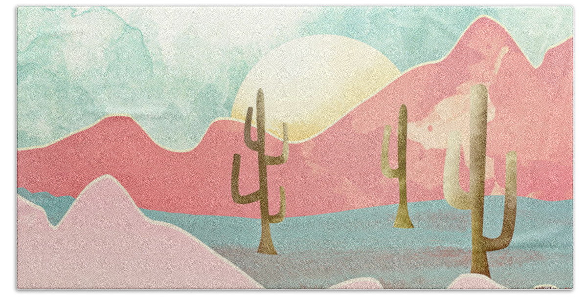 Desert Hand Towel featuring the digital art Desert Mountains by Spacefrog Designs