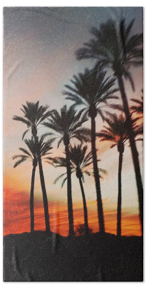 Palm Trees Hand Towel featuring the photograph Desert Palms Sunset by Vic Ritchey