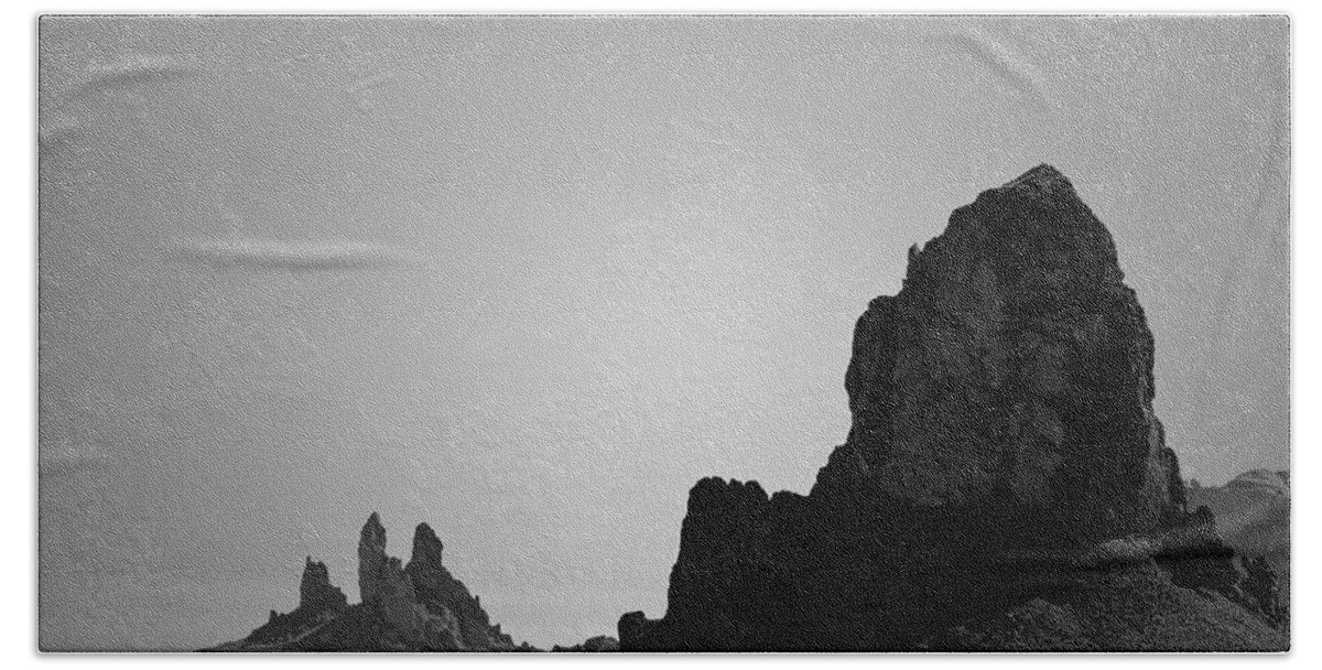 Peak Hand Towel featuring the photograph Desert Pinnacles I BW by David Gordon