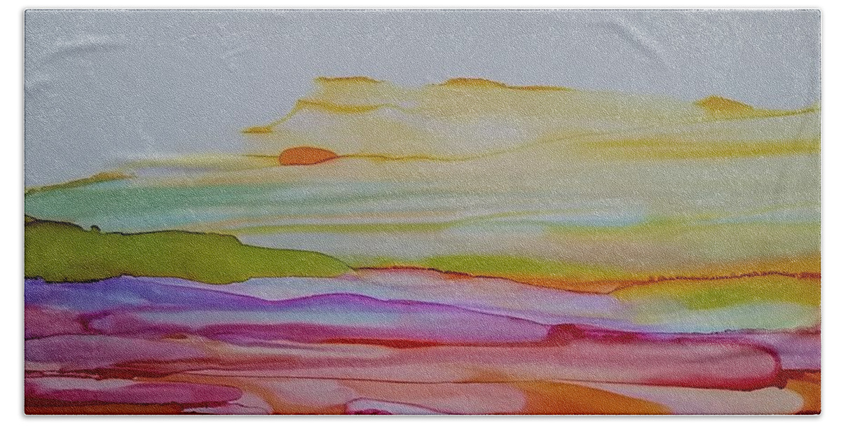 Alcohol Ink Prints Bath Towel featuring the painting Desert Steppe by Betsy Carlson Cross