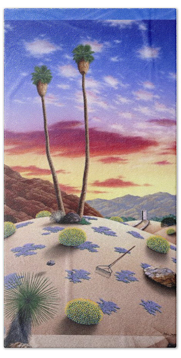 Desert Bath Sheet featuring the painting Desert Sunrise by Snake Jagger