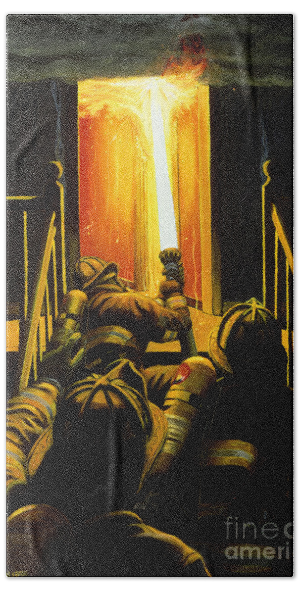 Firefighting Bath Towel featuring the painting Devil's Stairway by Paul Walsh