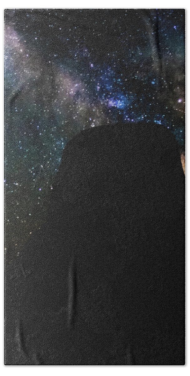 Devils Tower Bath Towel featuring the photograph Devils Tower and Milky Way by Scott Read