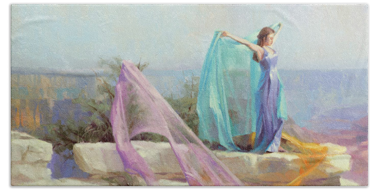 Southwest Hand Towel featuring the painting Diaphanous by Steve Henderson