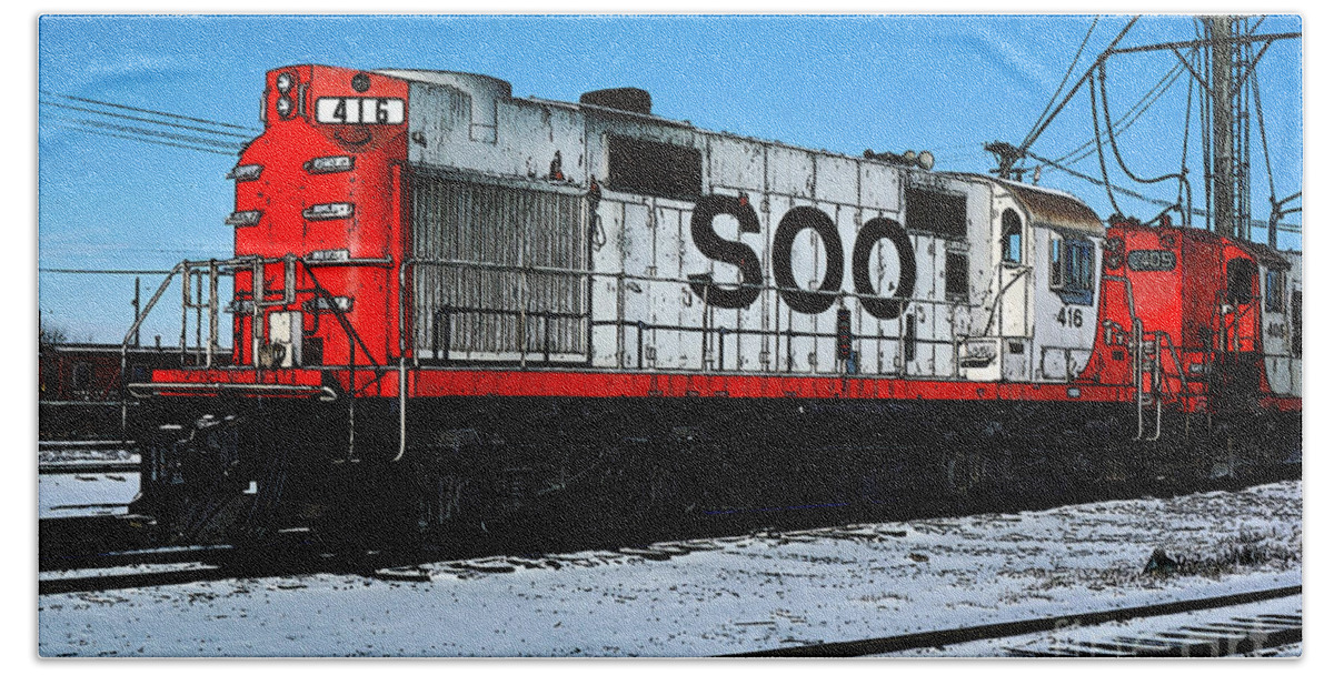 Soo Line Soo 416 Bath Towel featuring the photograph Diesel Locomotive SOO 416, ALCo RS27 by Wernher Krutein