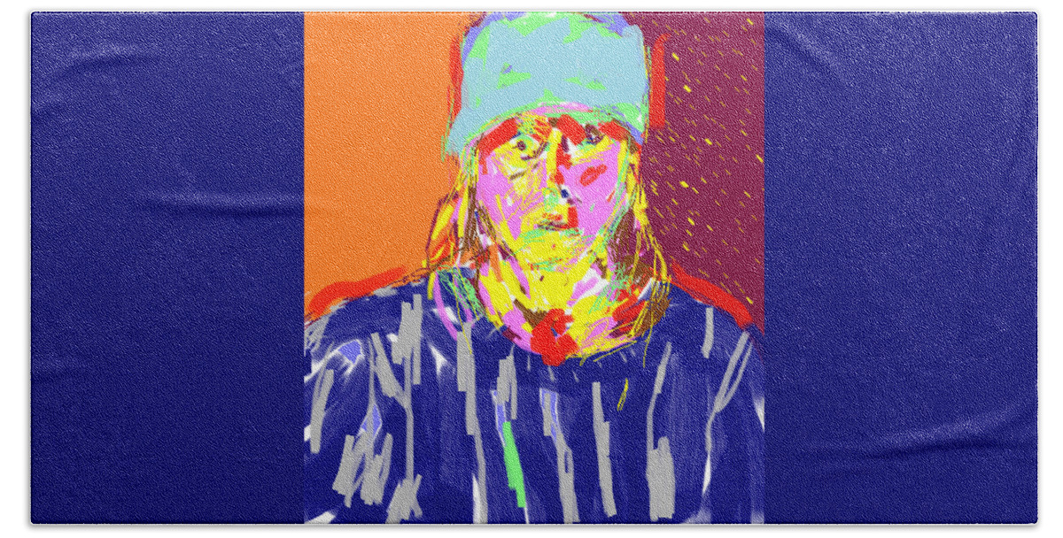 Digital Self Portraits Bath Towel featuring the painting Digital Self Portrait by Anita Dale Livaditis