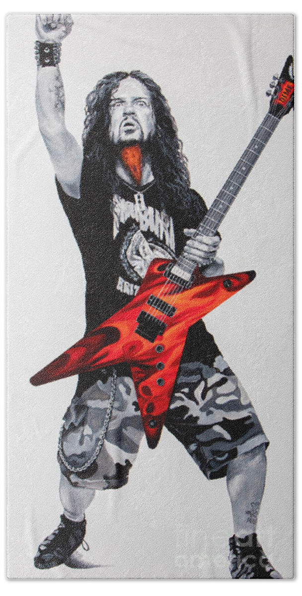 Darrell Abbott Hand Towel featuring the painting Dimebag Forever by Igor Postash