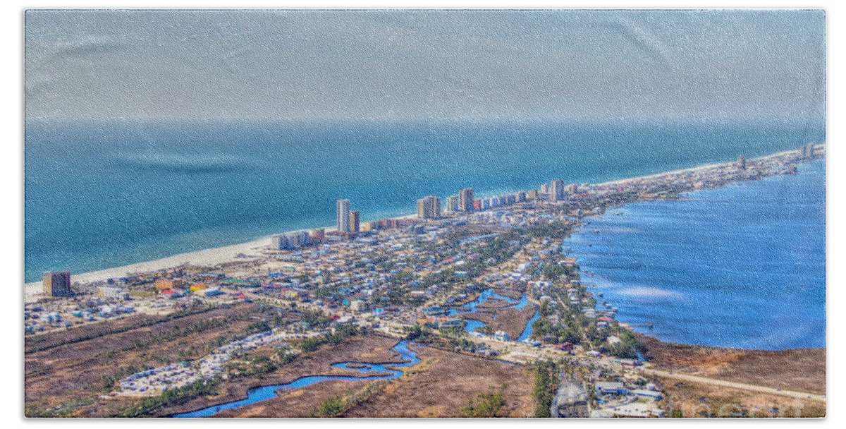 Gulf Shores Bath Towel featuring the photograph Distant Aerial View of Gulf Shores by Gulf Coast Aerials -