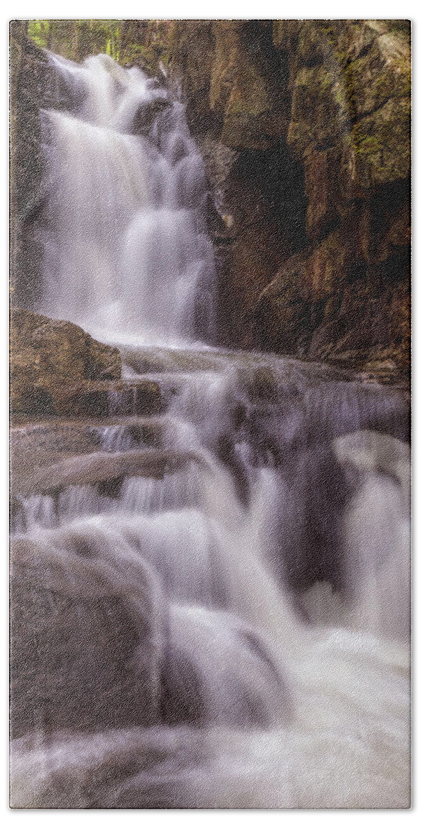 Waterfall Bath Towel featuring the photograph Dixville Notch Falls-Baby Flume by John Vose