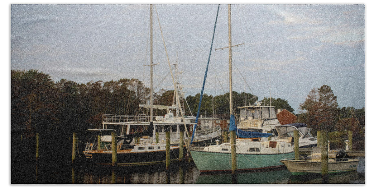 Boats Hand Towel featuring the photograph Docked by Carolyn Ricks
