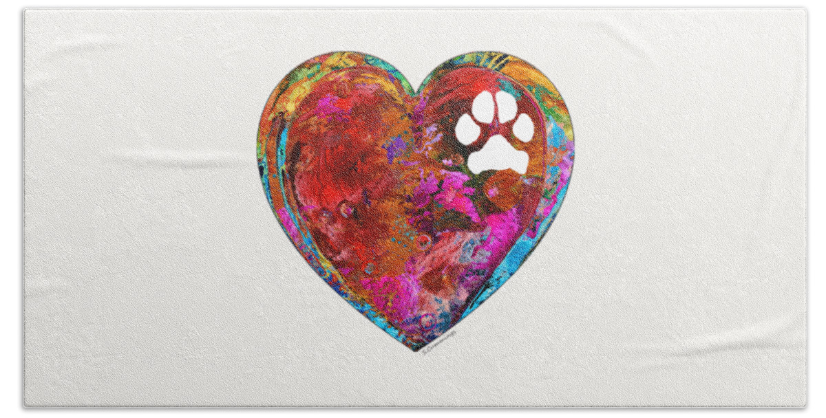 Dog Bath Towel featuring the painting Dog Art - Puppy Love 2 - Sharon Cummings by Sharon Cummings