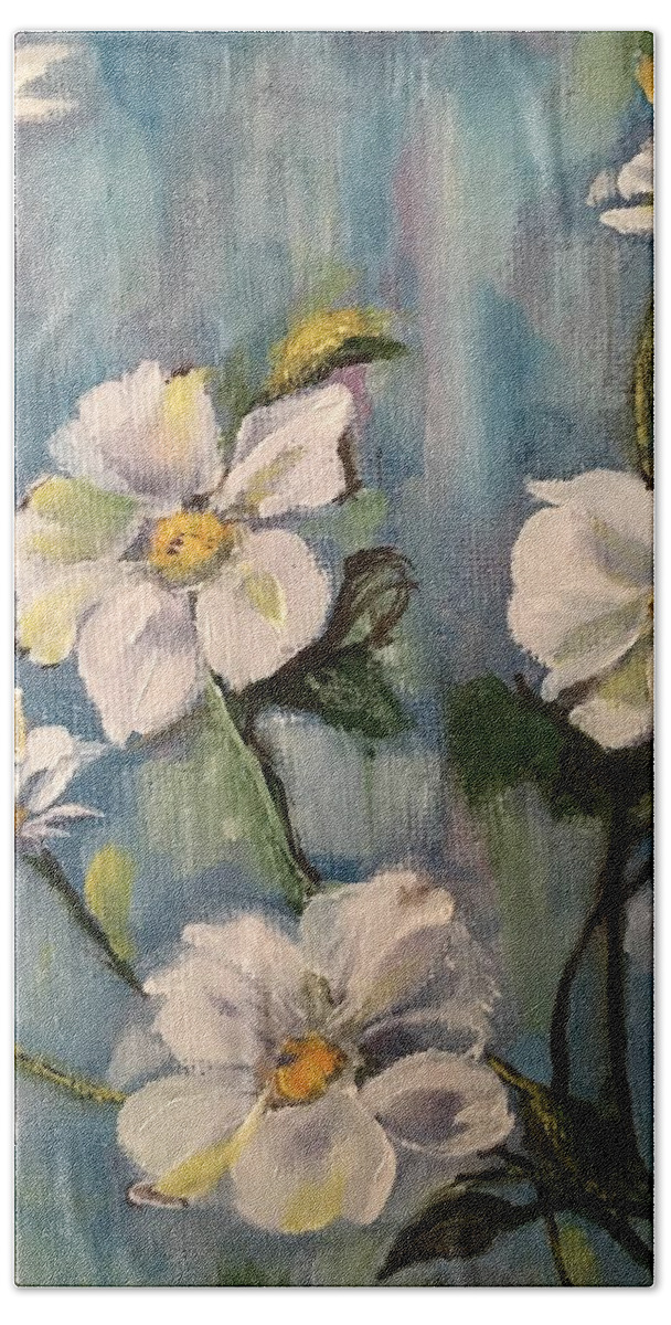 White Flower Bath Towel featuring the painting Dog Wood by Sharon Schultz