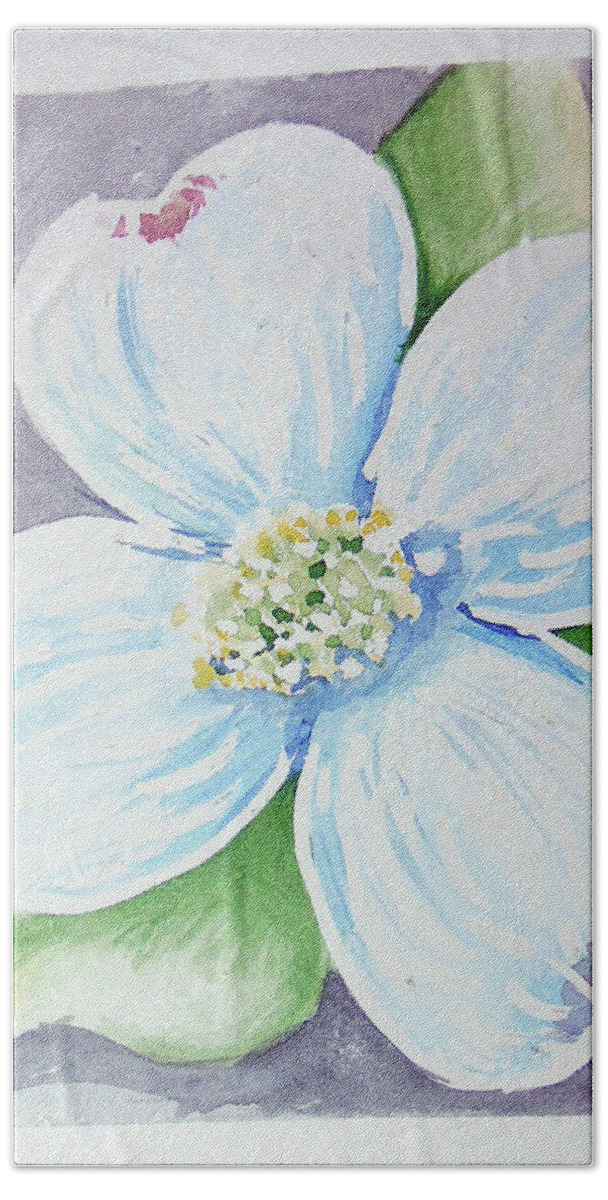  Hand Towel featuring the painting Dogwood Bloom by Loretta Nash