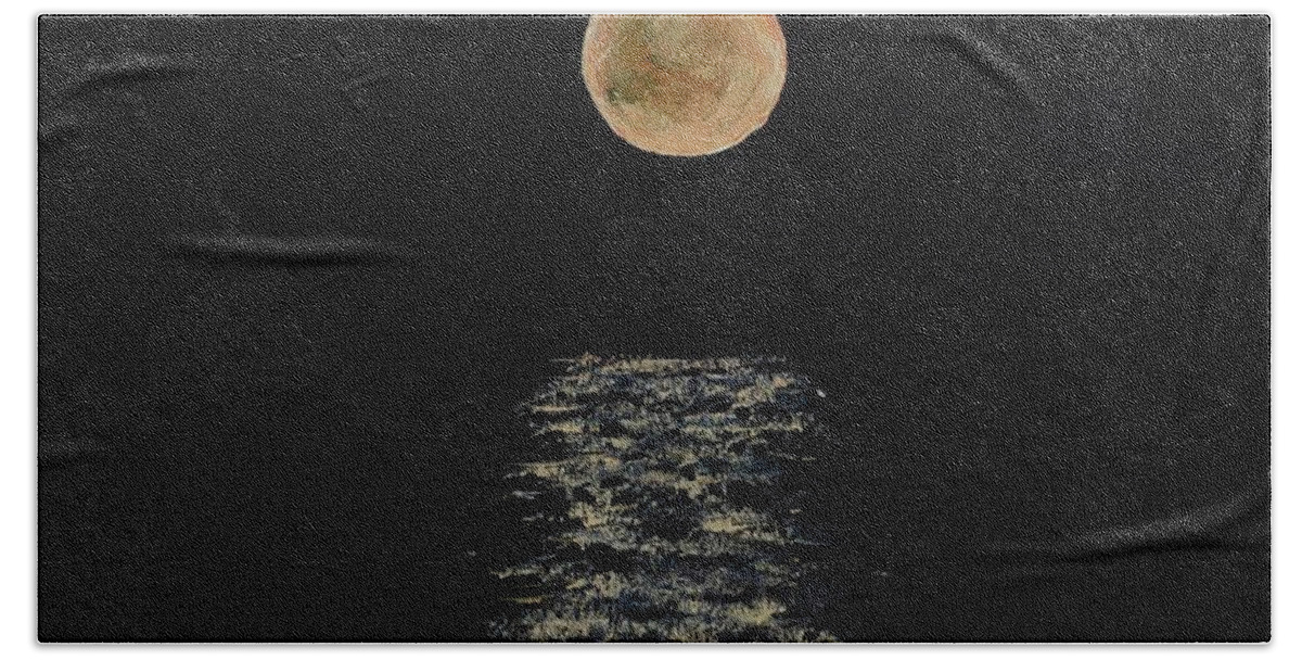 Painting Bath Towel featuring the painting Doha Moonrise by Annette Hadley