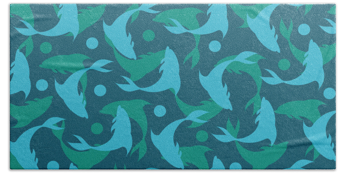 Dolphins Bath Towel featuring the photograph Dolphins In Blue by Mark Ashkenazi