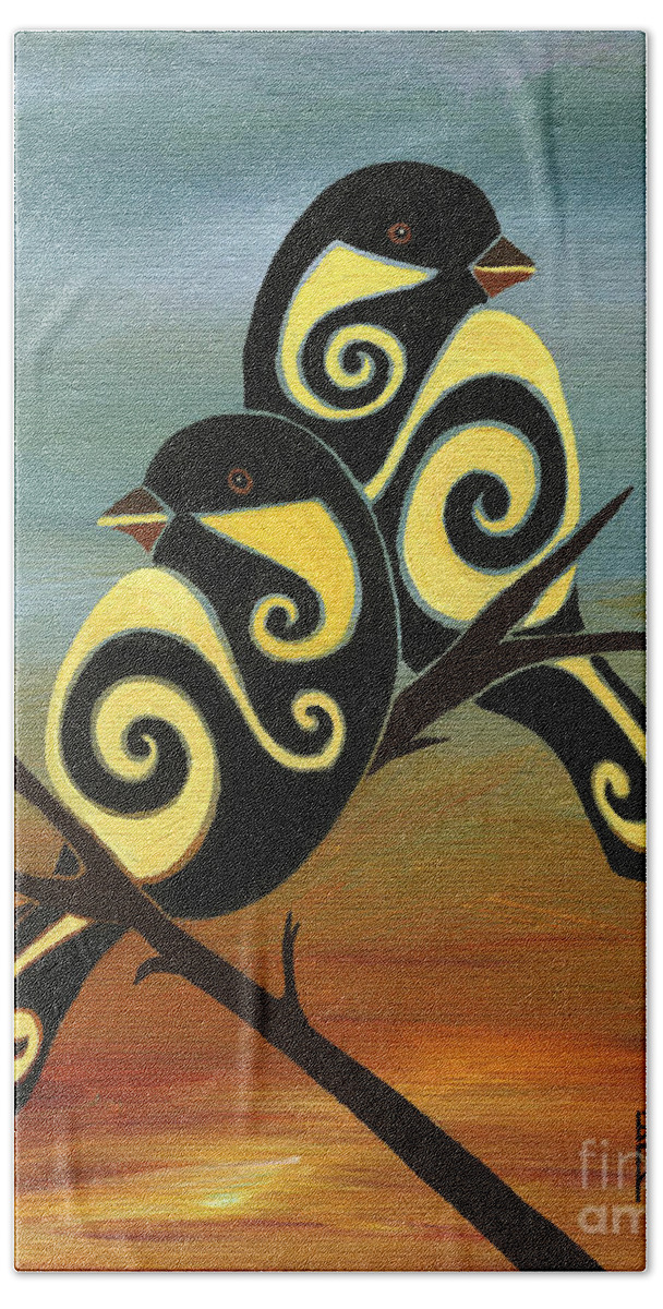 Chickadee Hand Towel featuring the painting Don't Keep Your Music Inside II by Barbara Rush