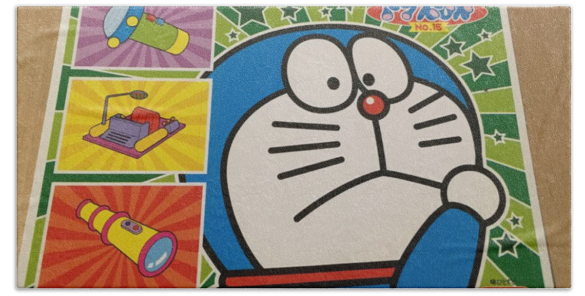 Doraemon Bath Towel featuring the photograph Doraemon Gadget cat from the future by Yoshihisa Ito