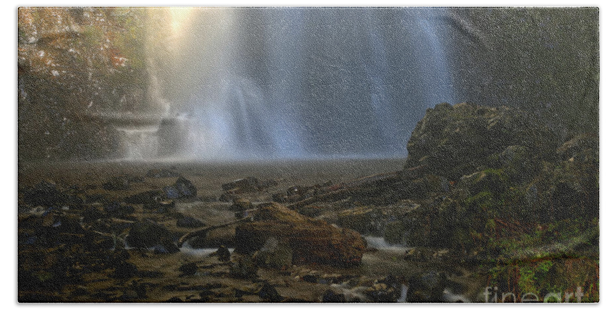 Double Falls Bath Towel featuring the photograph Double Falls Creek by Adam Jewell