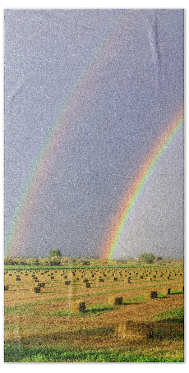 Rainbows Bath Towel featuring the photograph Double Rainbow 6-12-16 by James BO Insogna
