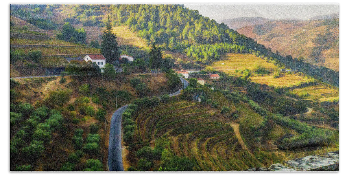 Portugal Hand Towel featuring the photograph Douro Valley Landscape by Alan Toepfer