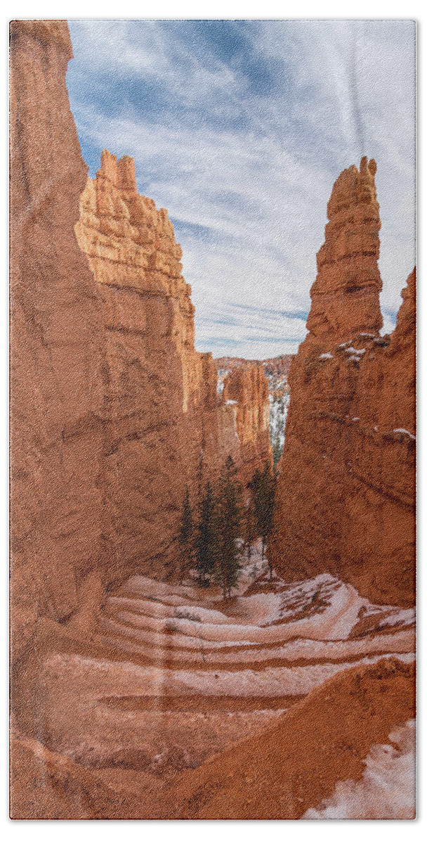 Bryce Canyon National Park Bath Towel featuring the photograph Down Navajo Rim Trail by Greg Nyquist