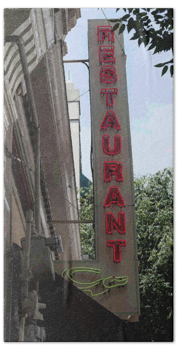 Photograph Hand Towel featuring the photograph Downtown Restaurant II by Suzanne Gaff