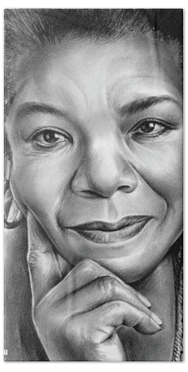 Maya Angelou Bath Sheet featuring the drawing Dr Maya Angelou by Greg Joens