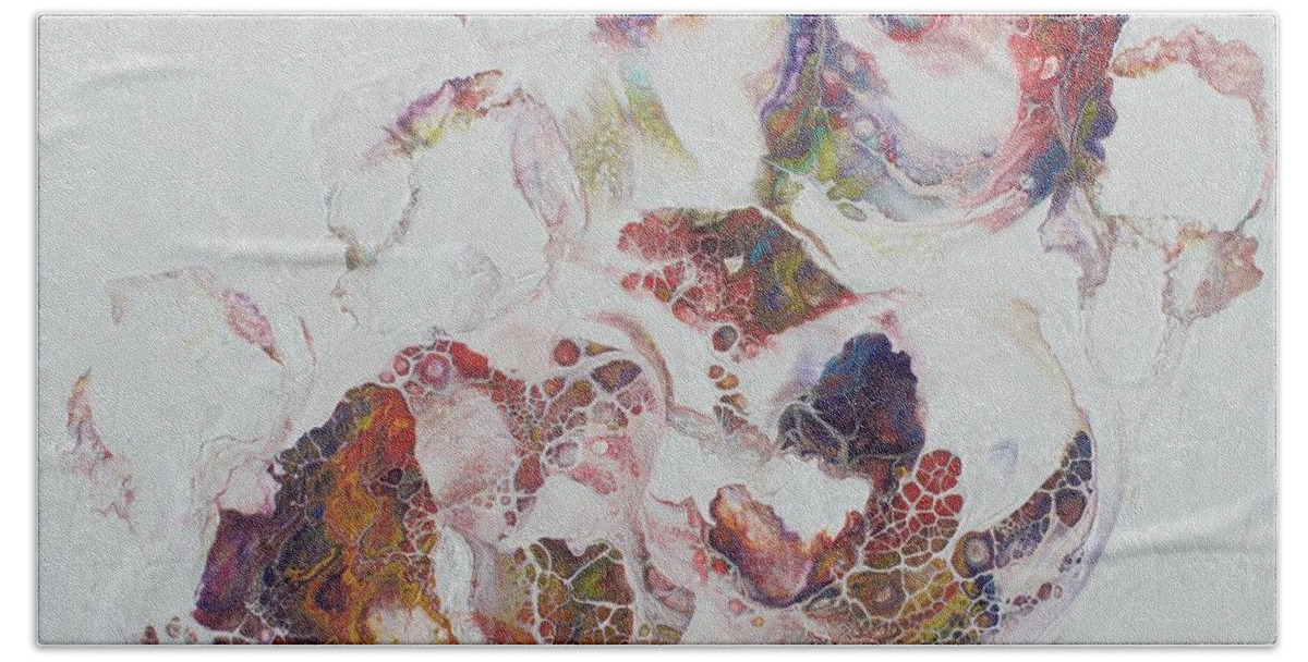 Abstract Bath Towel featuring the painting Dragon Breath by Jo Smoley