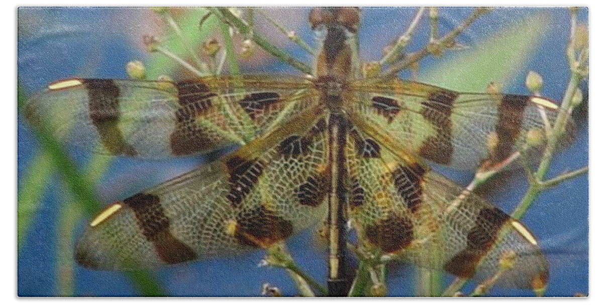 Insect Bath Towel featuring the photograph Dragonfly Double by Carl Moore