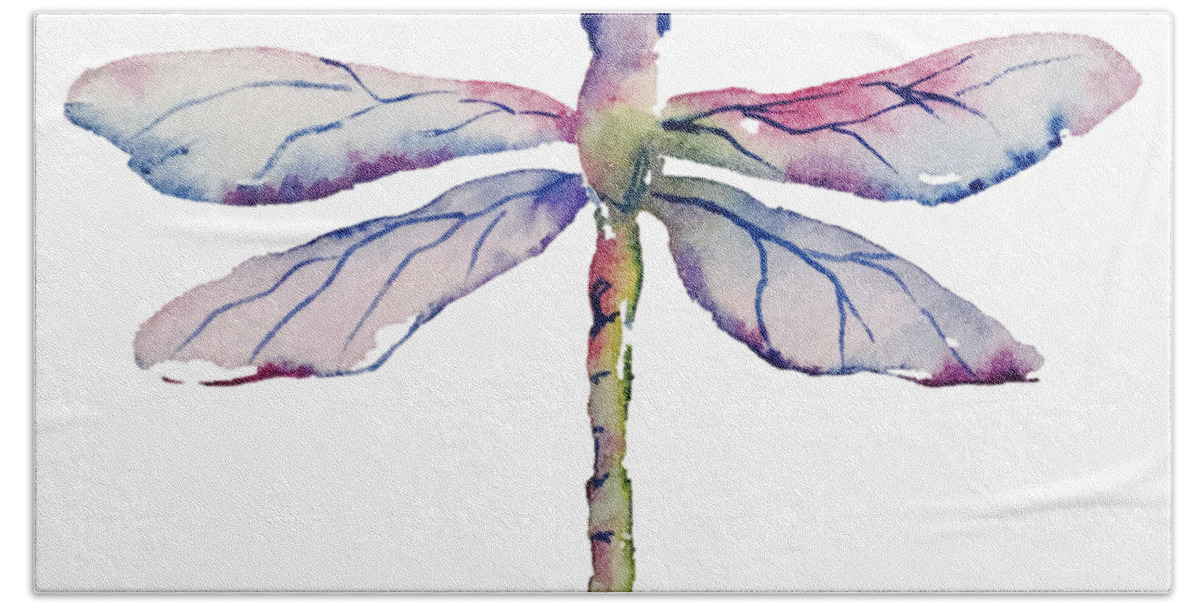 Dragonfly Bath Towel featuring the painting Dragonfly I by Liana Yarckin