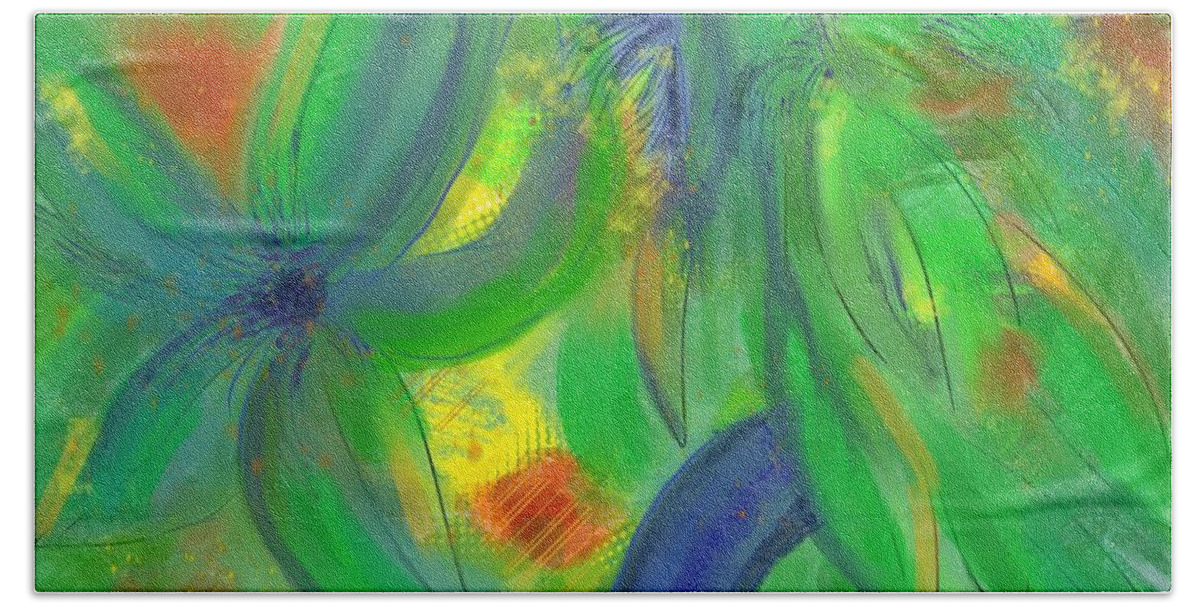 Abstract Bath Towel featuring the digital art Dragonfly Talk by Sherry Killam