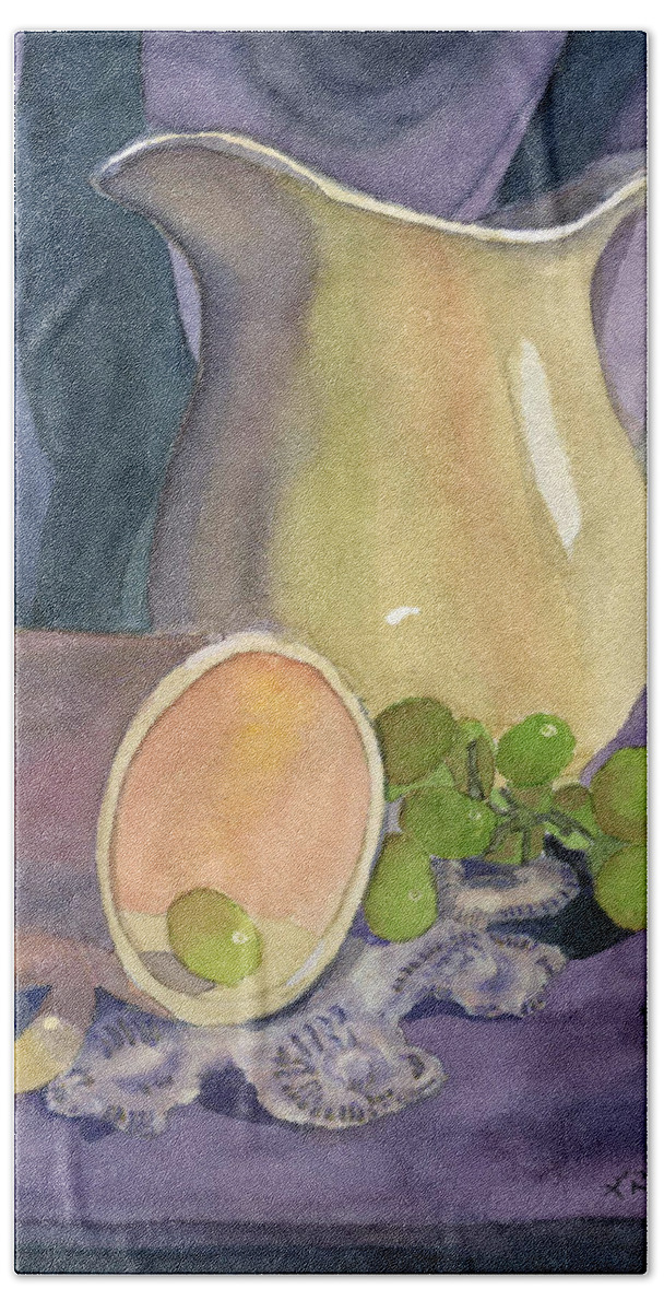 Watercolor Hand Towel featuring the painting Drapes and Grapes by Lynne Reichhart