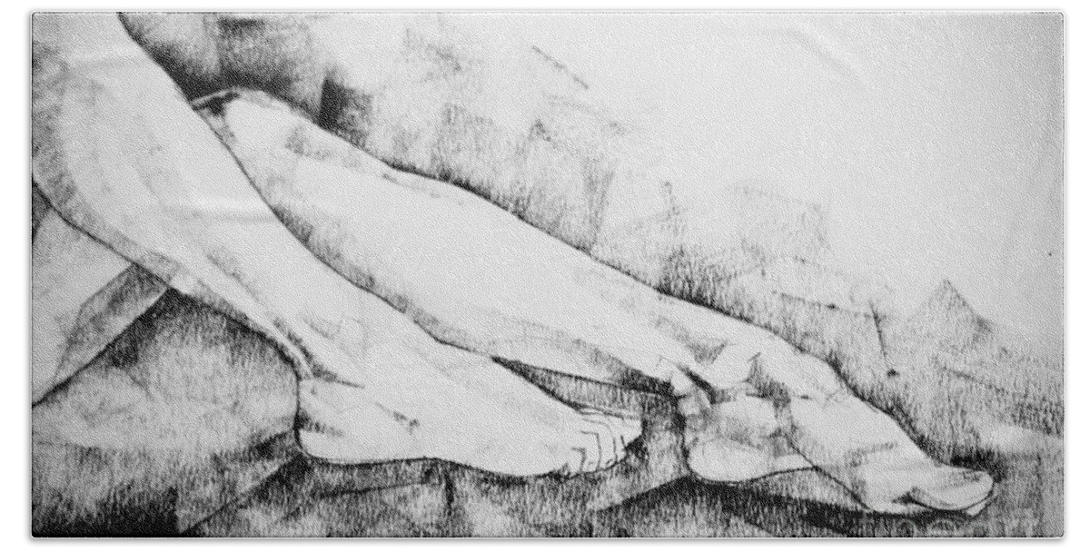 Figure Drawing Legs of Beautiful Girl Drawing by Dimitar Hristov