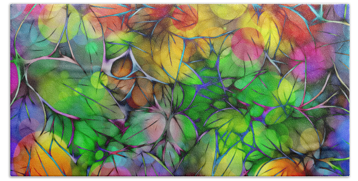 Abstract Bath Towel featuring the digital art Dream Colored Leaves by Klara Acel
