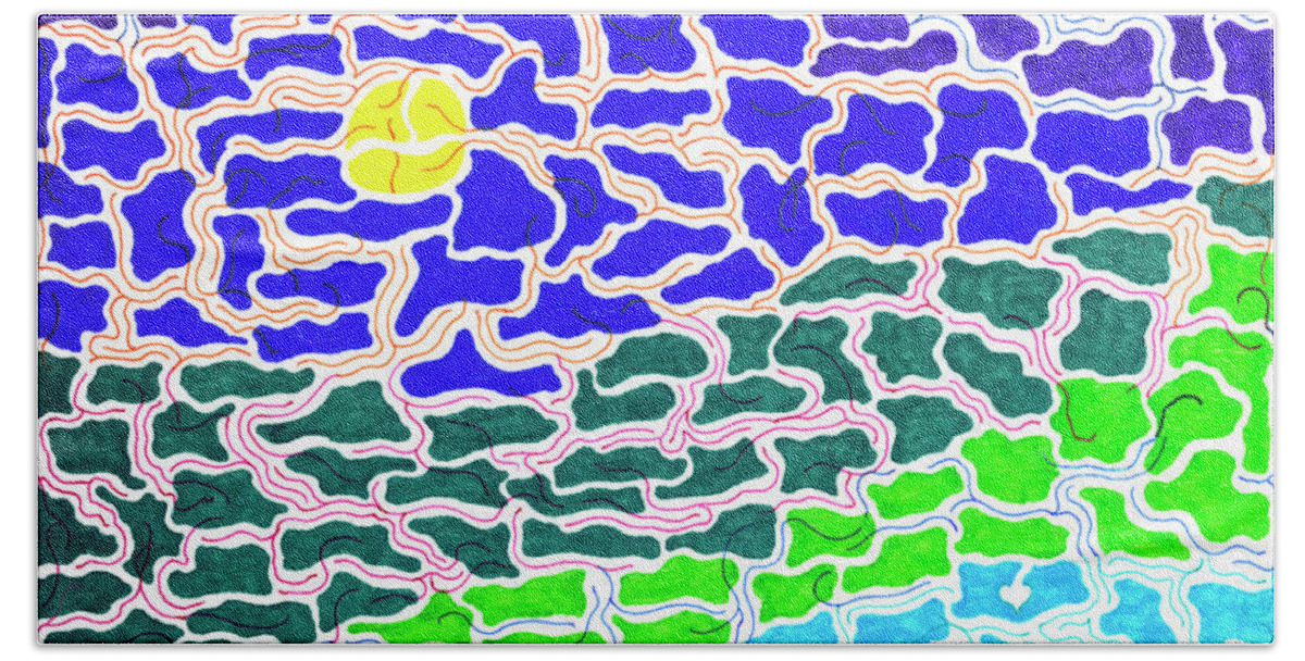 Mazes Bath Towel featuring the drawing Dream Scape by Steven Natanson