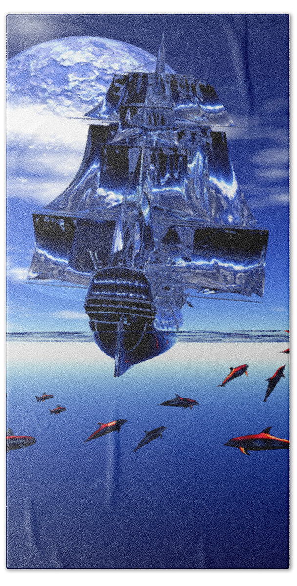 Tall Ship Bath Towel featuring the digital art Dream Sea Voyager by Claude McCoy