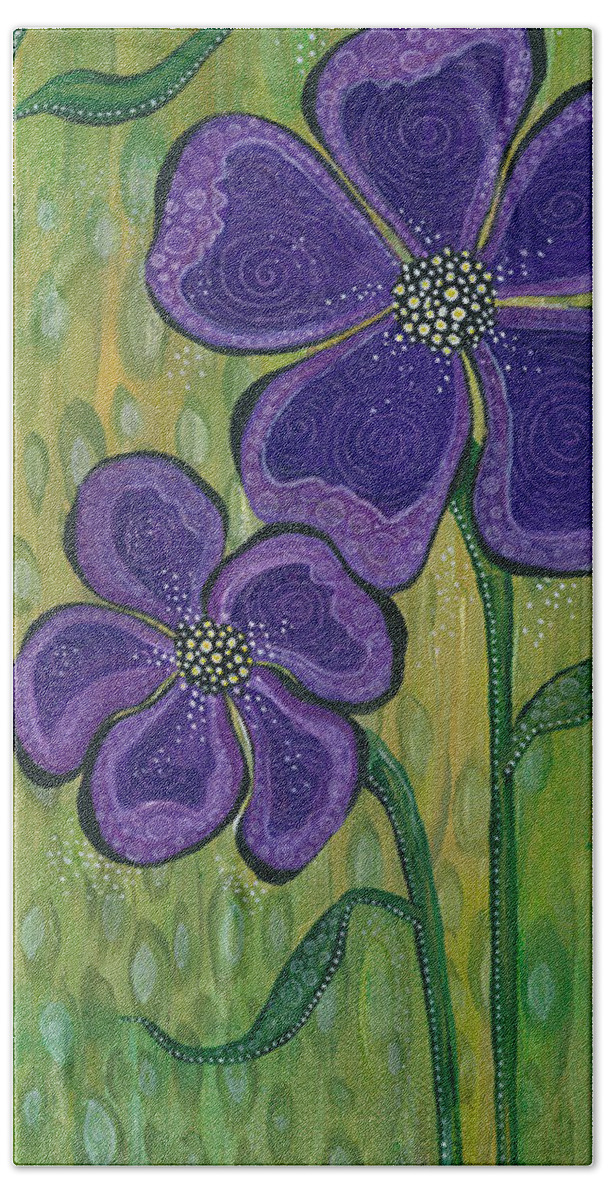 Purple Flowers Hand Towel featuring the painting Dream by Tanielle Childers