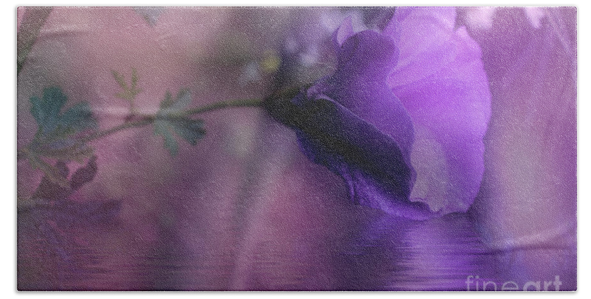 Hibiscus Hand Towel featuring the photograph Dreaming in Purple by Elaine Teague
