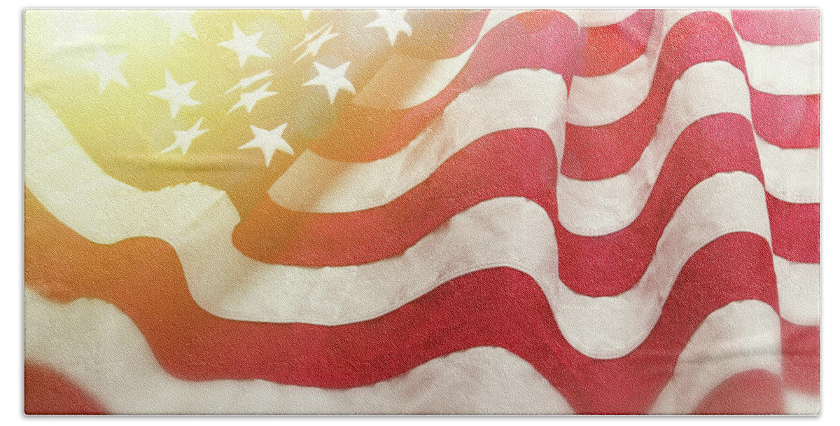 American Flag Bath Towel featuring the photograph Dreamy USA flag 1 by Les Cunliffe