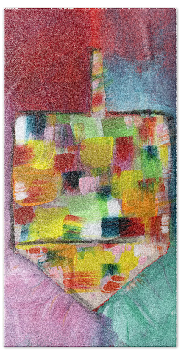 Dreidel Hand Towel featuring the painting Dreidel Of Many Colors- Art by Linda Woods by Linda Woods