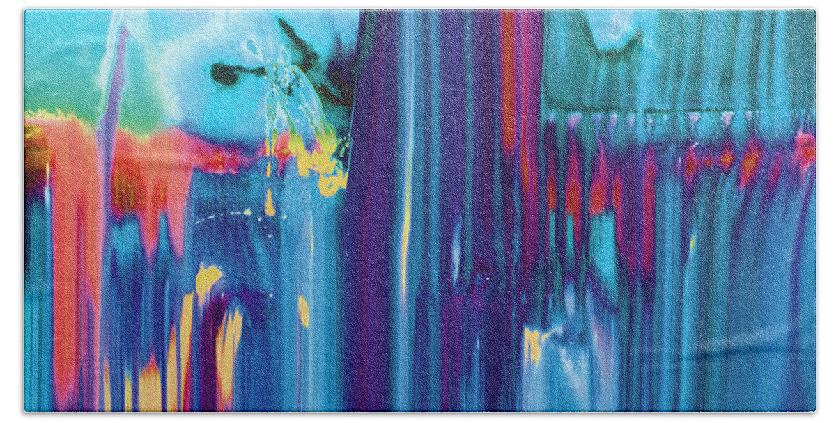 Abstract Bath Towel featuring the digital art Drenched by Jacqueline Shuler