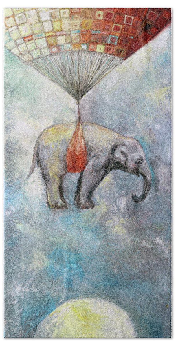 Elephant Bath Towel featuring the painting Up And Away by Manami Lingerfelt