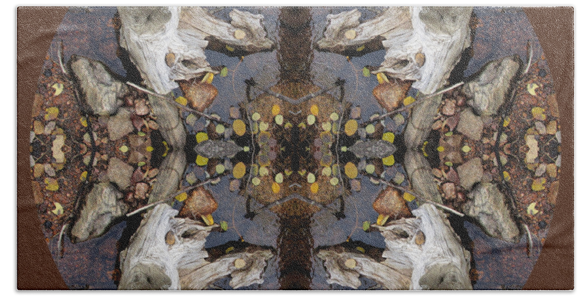 Mandala Bath Towel featuring the digital art Driftwood Looking Up to the Heavens Kaleidoscope by Julia L Wright