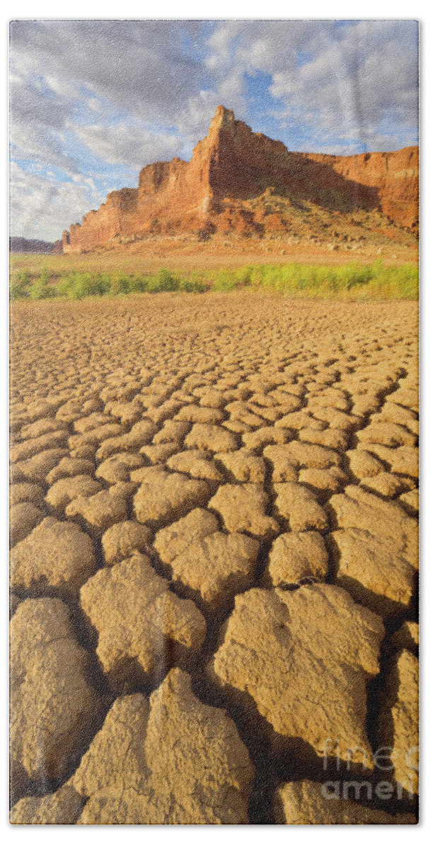 00345494 Hand Towel featuring the photograph Drought Glen Canyon Utah by Yva Momatiuk John Eastcott