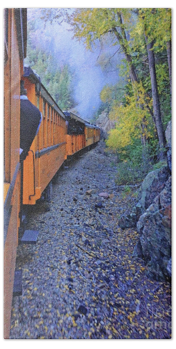 Train Hand Towel featuring the photograph Durango CO Steam Train by Eunice Warfel