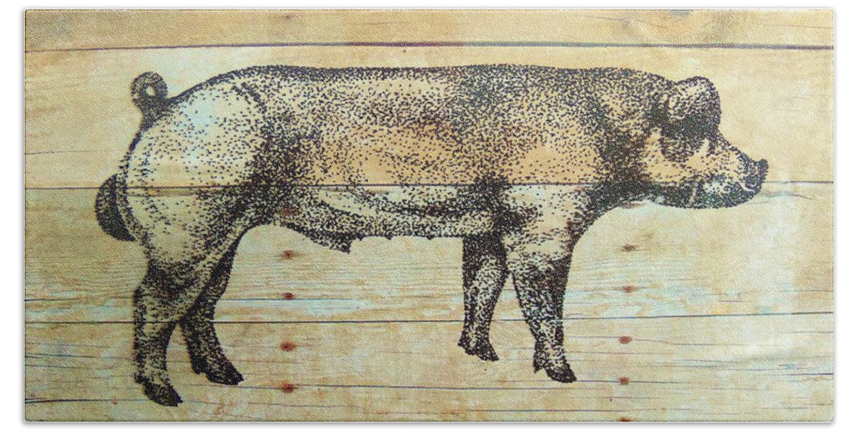 Duroc Boar Hand Towel featuring the drawing Duroc  Boar by Larry Campbell